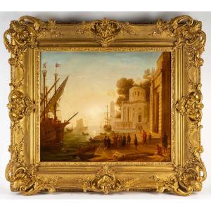 19th Century French School After Claude Gellée Dit Le Lorrain The Disembarkation Of Cleopatra