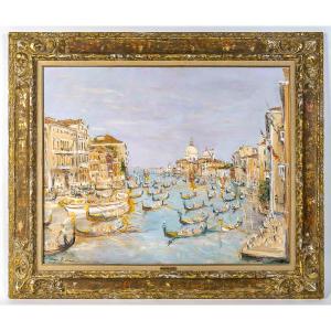 Serge Belloni (1925-2005) - Venice The Regatta On The Grand Canal Oil On Canvas, Circa 1980