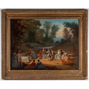 Pastoral Banquet 18th-century French School Oil On Canvas, Circa 1750