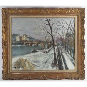 Serge Belloni (1925-2005) The Pont Marie And The Ile Saint-louis Under The Snow Circa 1960