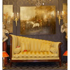 Large Empire Period Paumier Or Sofa In Mahogany And Mahogany Veneer Circa 1810