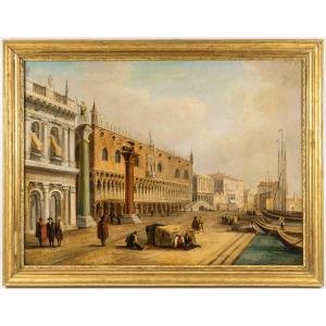 View Of The Piazetta Of Venice, Oil On Canvas, Italian School, Circa 1820–1850