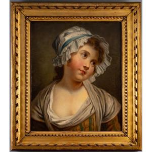 (after) Jean-baptiste Greuze Young Girl In A White Cap Oil On Canvas, Circa 1850–1880