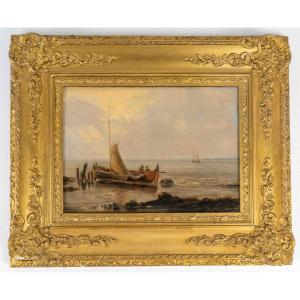 Auguste Henri Musin (1852–1923) – The Fishermen, Oil On Wood, Circa 1890-1900