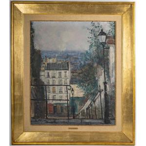 Serge Belloni (1925-2005) The Staircase On Rue Du Calvaire In Montmartre, Oil On Canvas, 1953