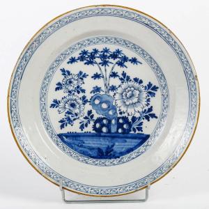 Delftware Dish Decorated With Bamboo Branches, l'Aiguière Factory, Circa 1750