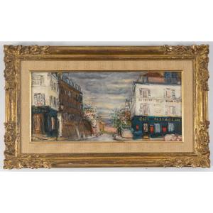 Serge Belloni (1925-2005) - La Rue Des Saules In Autumn Oil On Wood, Circa 1970