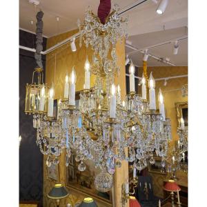 Napoleon III Period Chandelier In Gilt Bronze And Cut Crystal, Signed By The House Of Baccarat