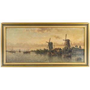 Auguste Henri Musin (1852–1923) End Of A Summer Day On The Meuse, Oil On Canvas, C. 1880