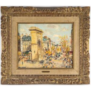 Serge Belloni (1925-2005) La Porte Saint-denis Oil On Canvas Circa 1970