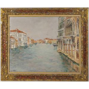 Serge Belloni (1925–2005) View Of The Grand Canal And The Ca’ D’oro Palace, Oil On Canvas 1970