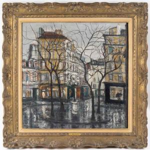 Serge Belloni (1925-2005) - La Place Furstemberg Under The Rain Oil On Canvas, Circa 1960