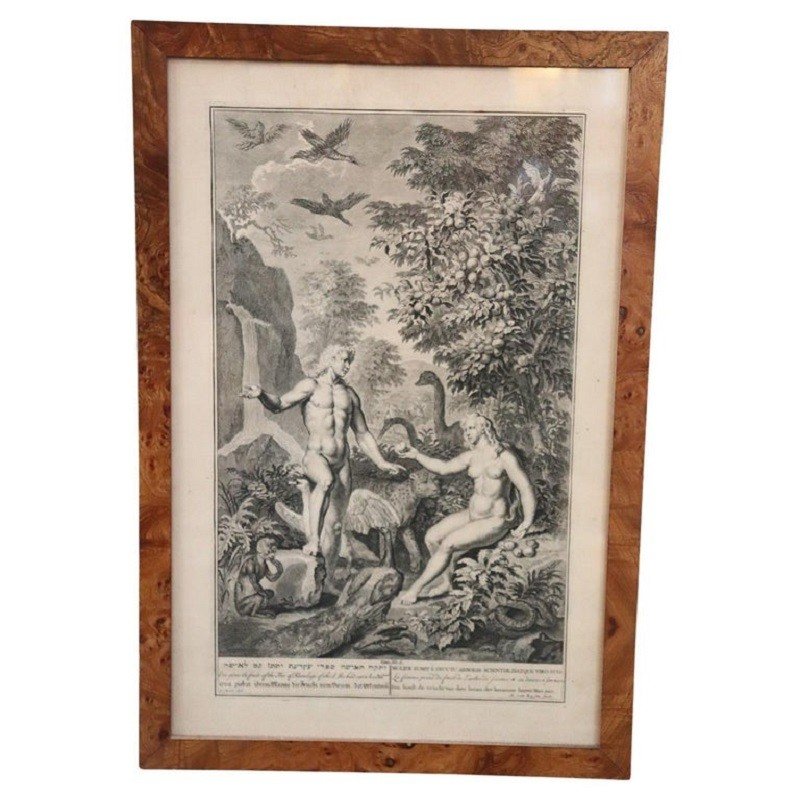 Gerard Hoet, Adamo ed Eva, incisione antica, XVII secolo