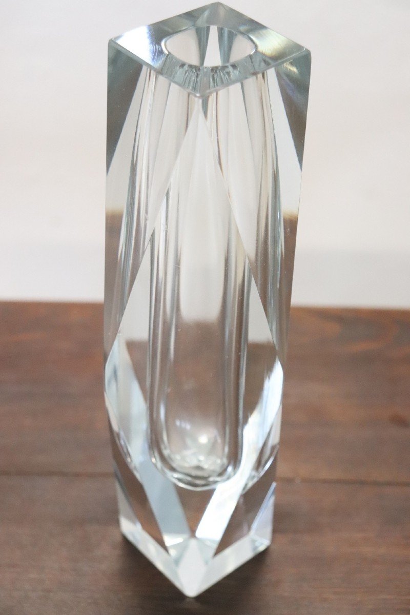 Vaso in vetro trasparente attribuito a Flavio Poli per A. Mandruzzato, anni '60-photo-2