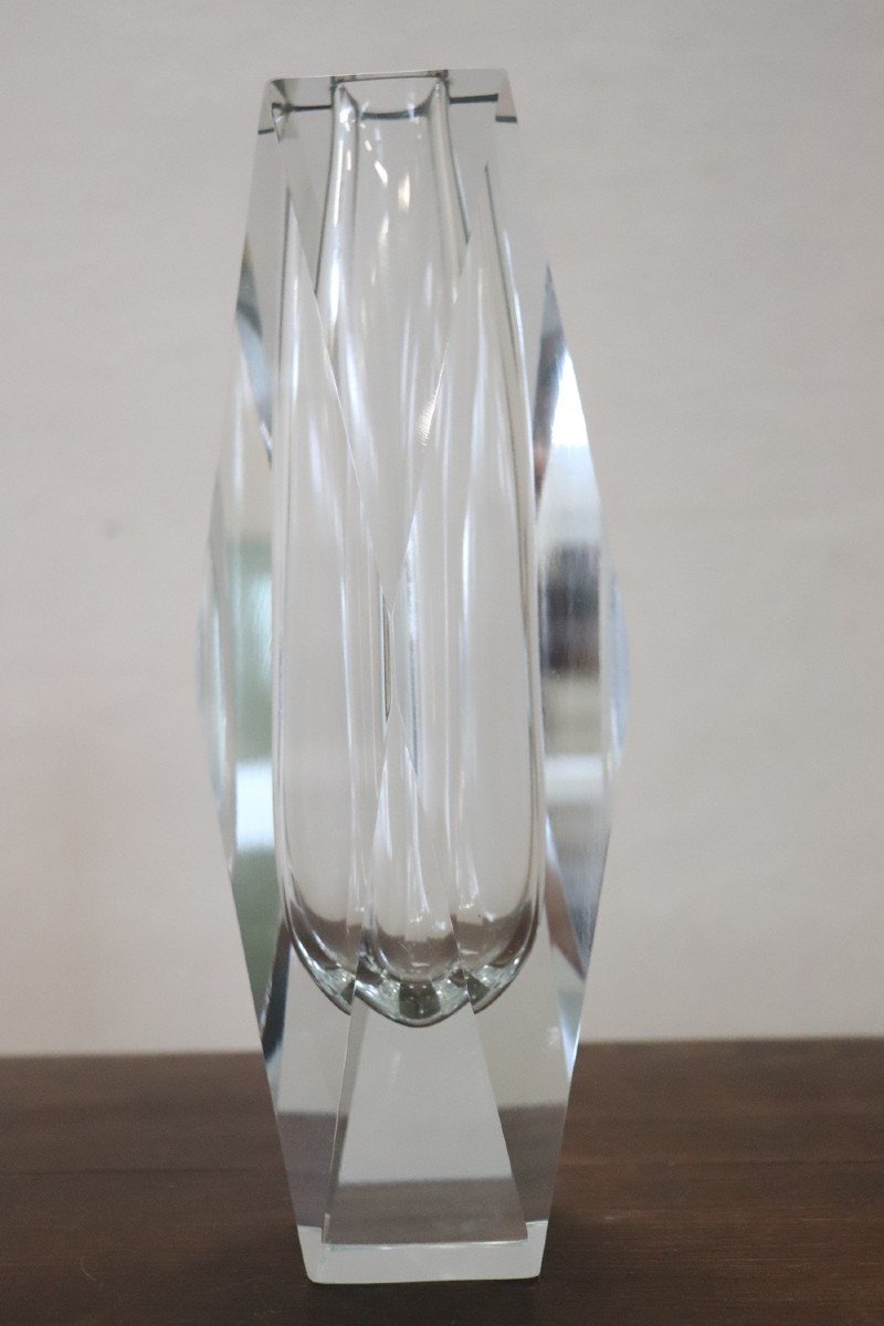 Vaso in vetro trasparente attribuito a Flavio Poli per A. Mandruzzato, anni '60-photo-4