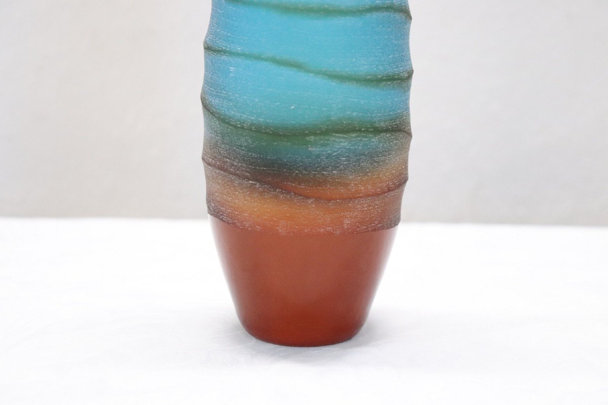 Vaso artistico in vetro multicolore di Villeroy & Boch, anni '90-photo-2