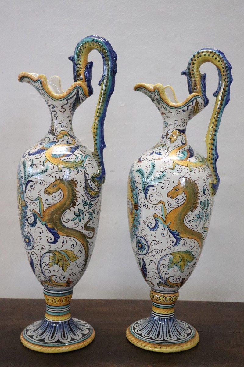 Coppia di Anfore in ceramica artistica di Deruta, anni '30-photo-4