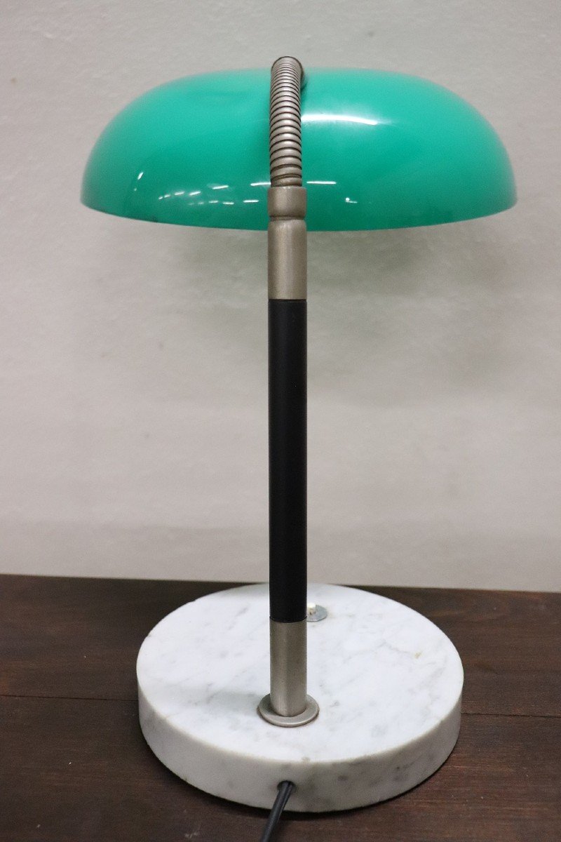 Lampada da tavolo in vetro acrilico, ottone e marmo attribuita a Stilux, anni '60-photo-4