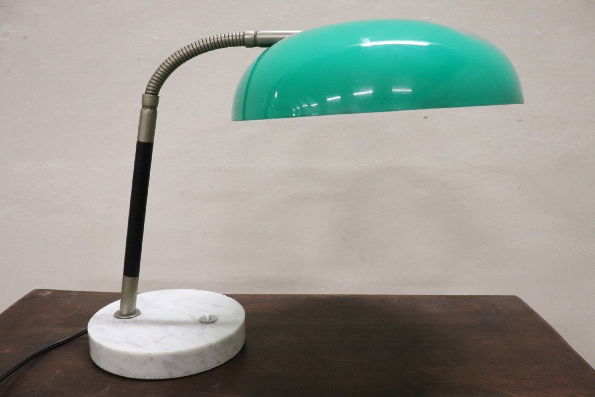 Lampada da tavolo in vetro acrilico, ottone e marmo attribuita a Stilux, anni '60-photo-1