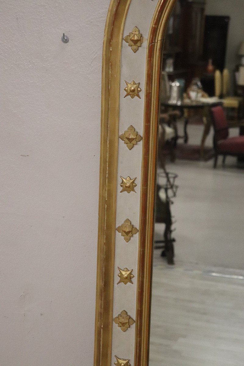 Grande Specchio da parete in legno laccato e dorato, XIX secolo-photo-1
