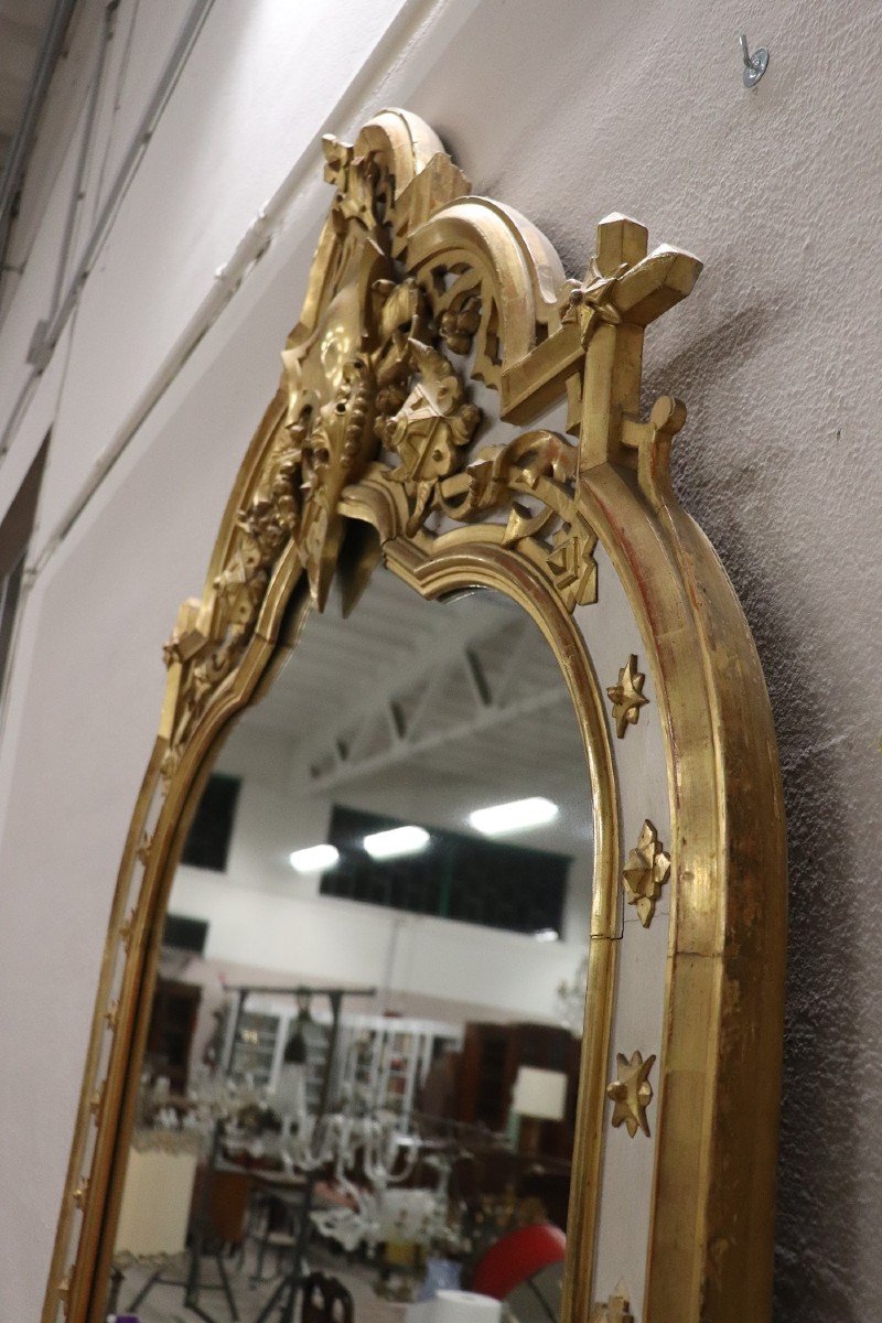 Grande Specchio da parete in legno laccato e dorato, XIX secolo-photo-7