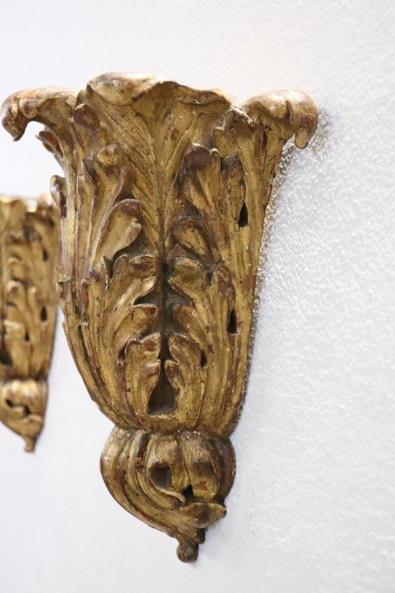 Fregi antichi in legno intagliato e dorato, XIX secolo, set di 2-photo-1