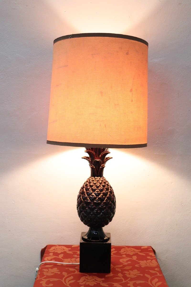Lampada da tavolo vintage a forma di ananas in ceramica, anni '70-photo-2