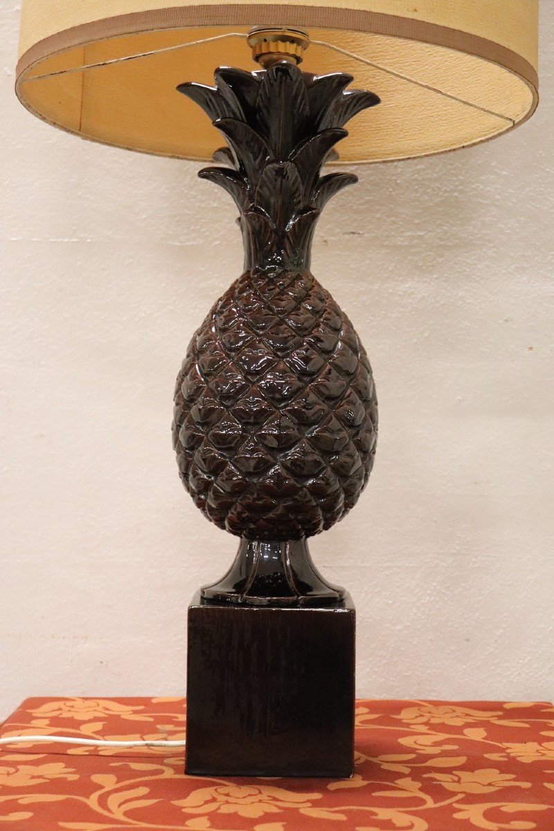Lampada da tavolo vintage a forma di ananas in ceramica, anni '70-photo-3