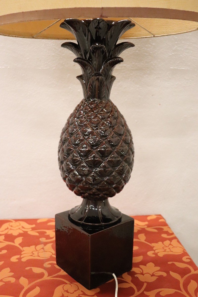 Lampada da tavolo vintage a forma di ananas in ceramica, anni '70-photo-3