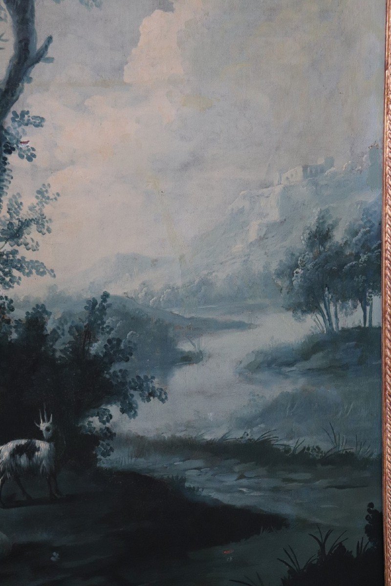 Grandi paesaggi monocromatici, XVIII secolo, dipinti ad olio su tela-photo-7