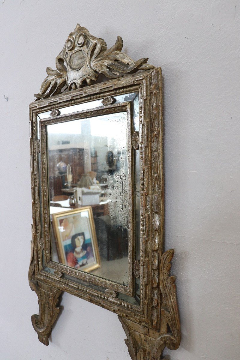 Specchio da parete in legno intagliato, XVIII secolo-photo-1
