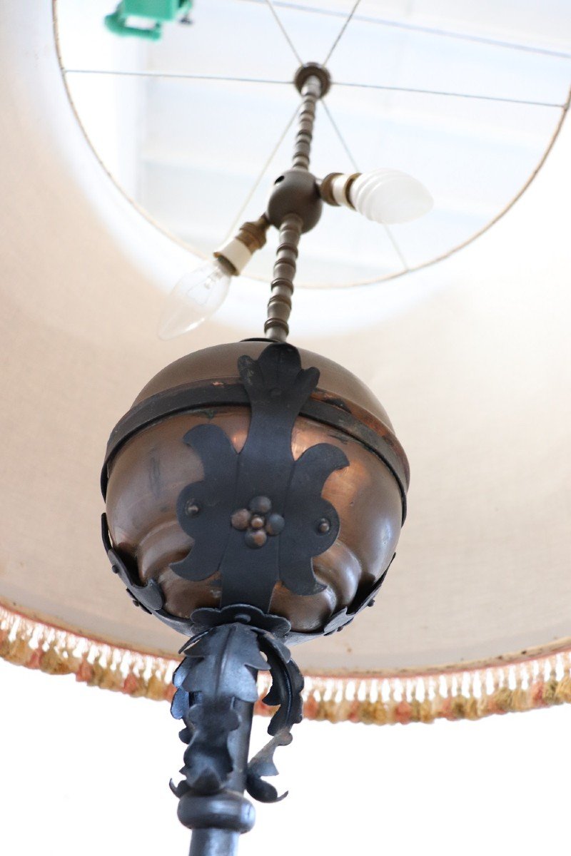Lampada da terra Art Nouveau in ferro battuto-photo-2