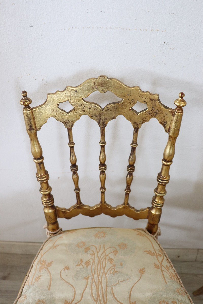 Sedie antiche in legno dorato di Chiavari, set di 2-photo-2