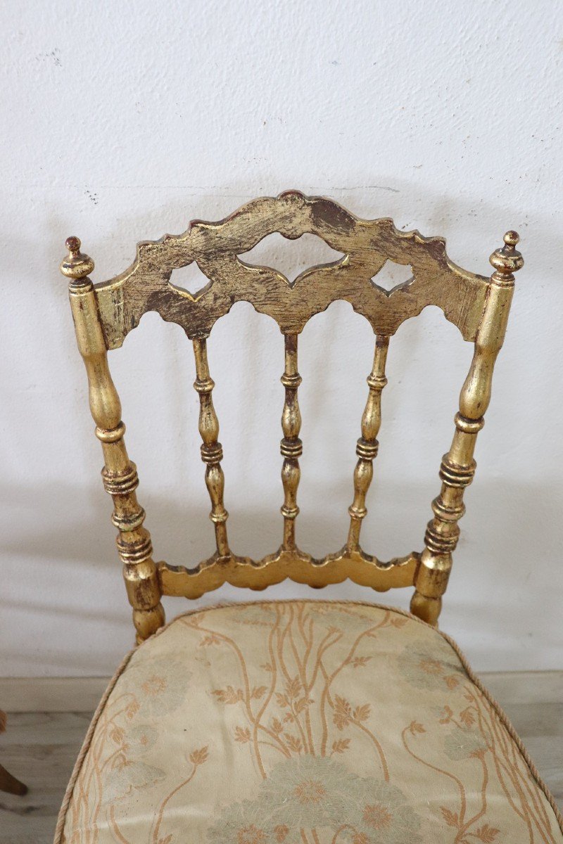 Sedie antiche in legno dorato di Chiavari, set di 2-photo-3