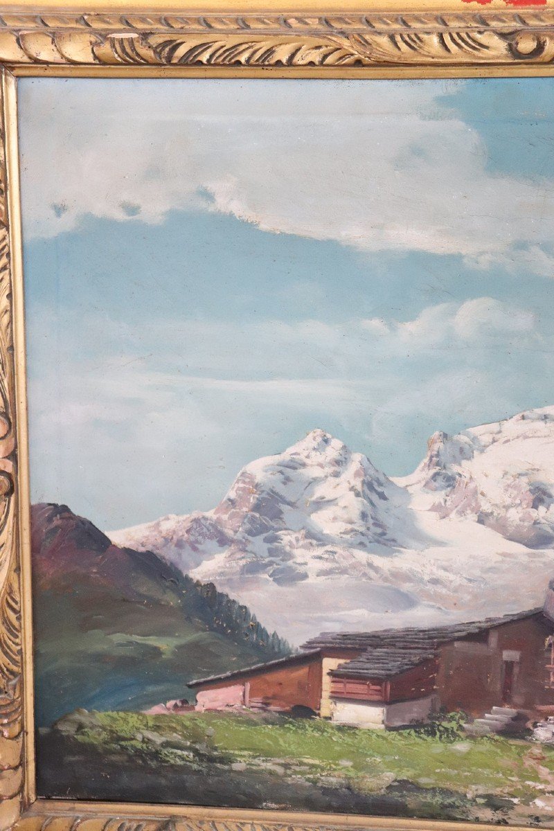 Paesaggio di montagna, fine XIX secolo, olio su tela-photo-1