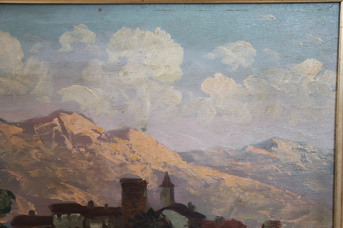 Ermanno Clara, paesaggio di montagna, anni '30, olio su tavola-photo-4