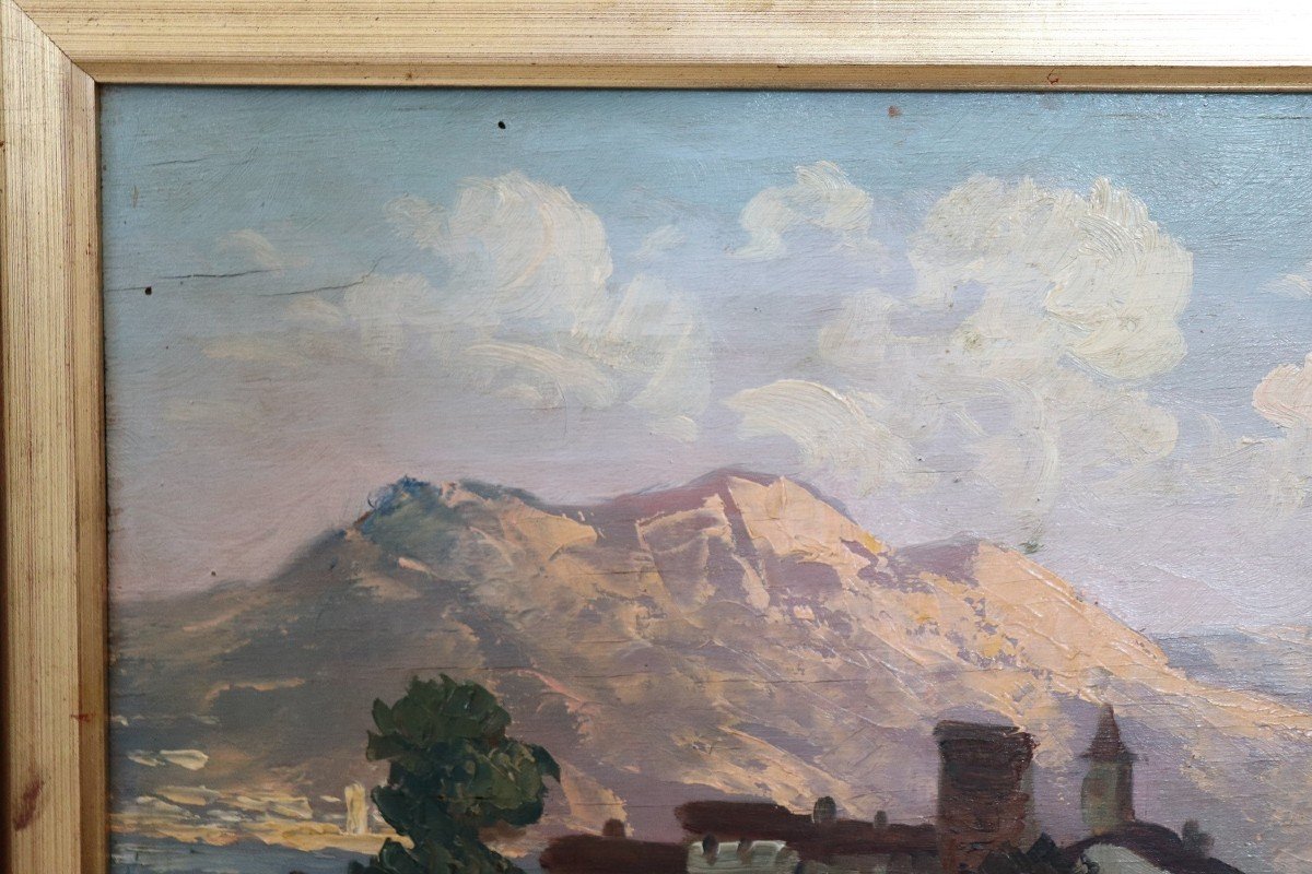 Ermanno Clara, paesaggio di montagna, anni '30, olio su tavola-photo-2