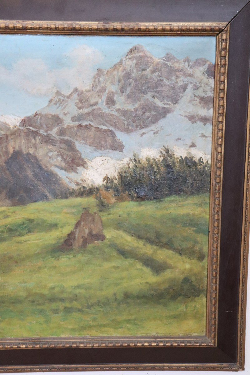 Paesaggio di montagna, olio su tela-photo-3