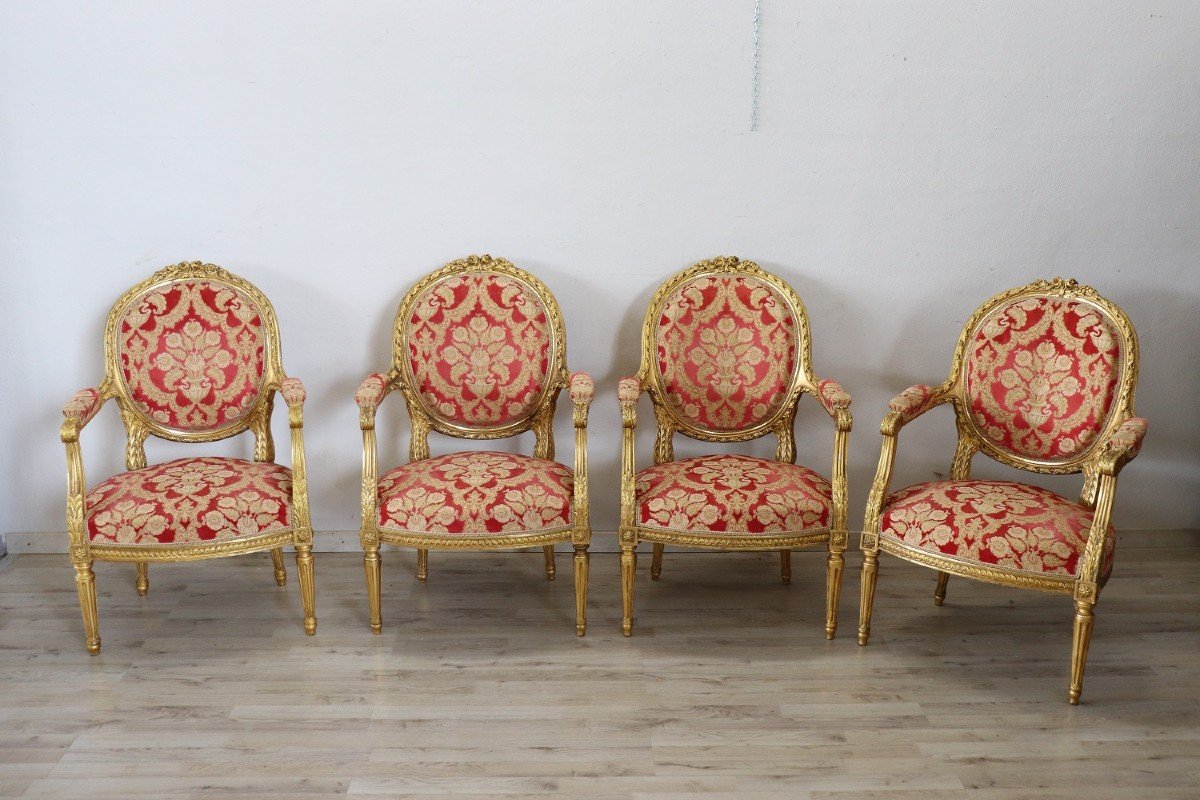 Set da salotto in legno dorato-photo-3