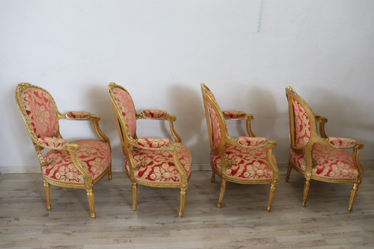 Set da salotto in legno dorato-photo-7
