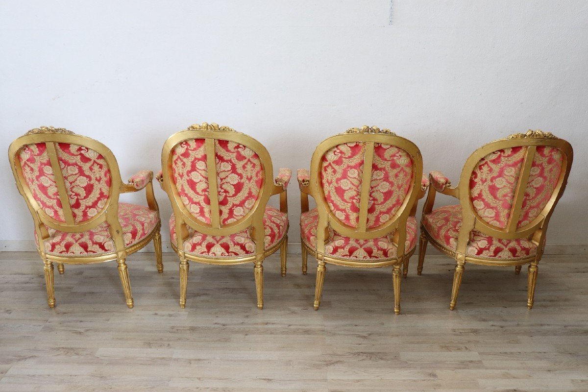 Set da salotto in legno dorato-photo-8