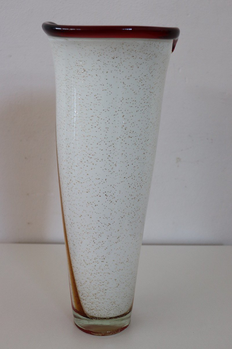 Vaso grande vintage in vetro artistico di Murano, Italia, anni '80-photo-4