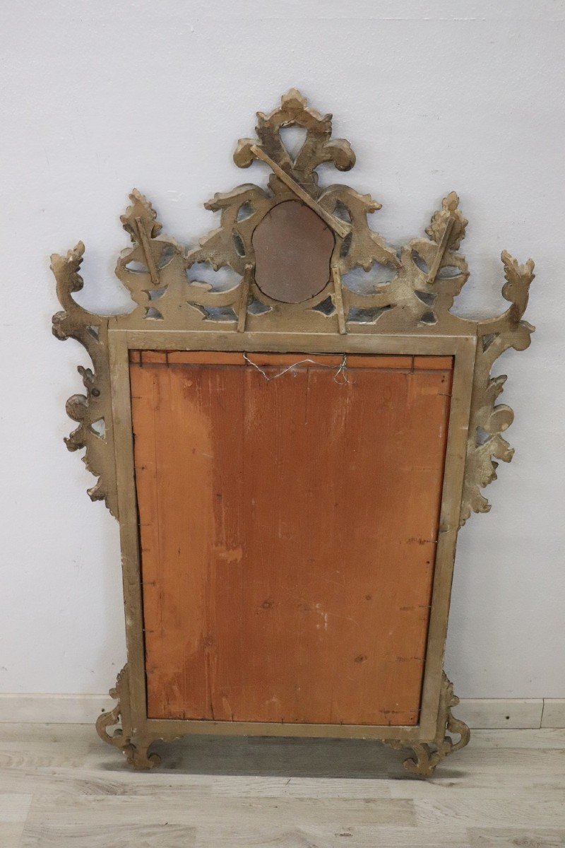Specchio da parete in legno intagliato e argentato-photo-4