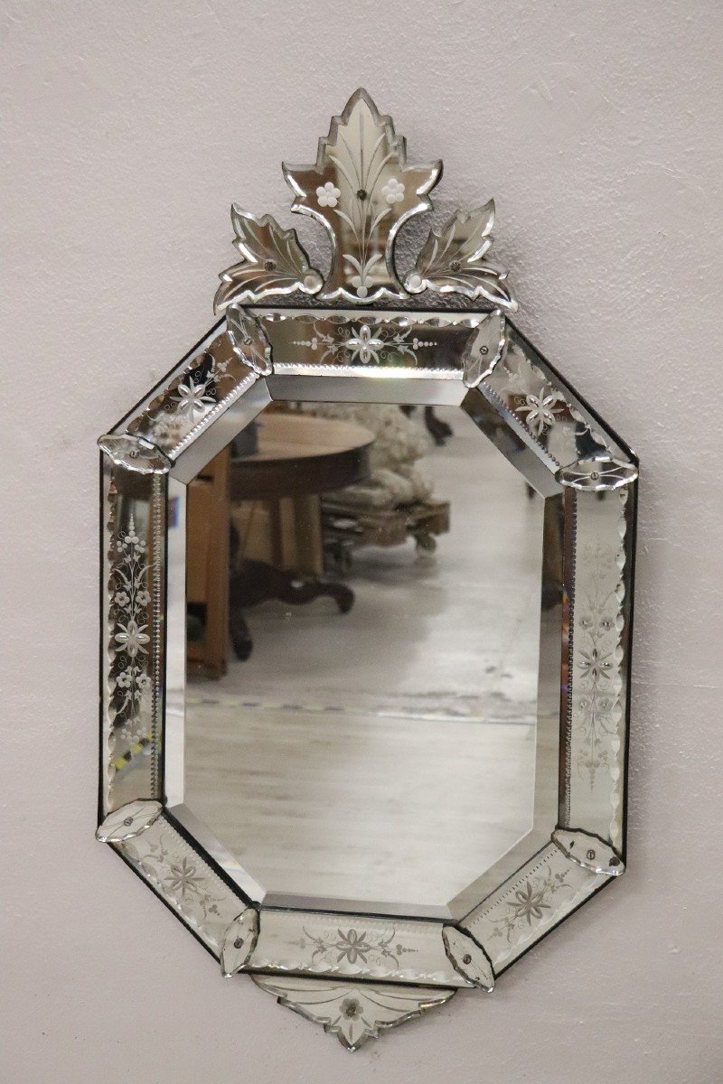 Specchio da parete vintage in vetro di Murano-photo-1