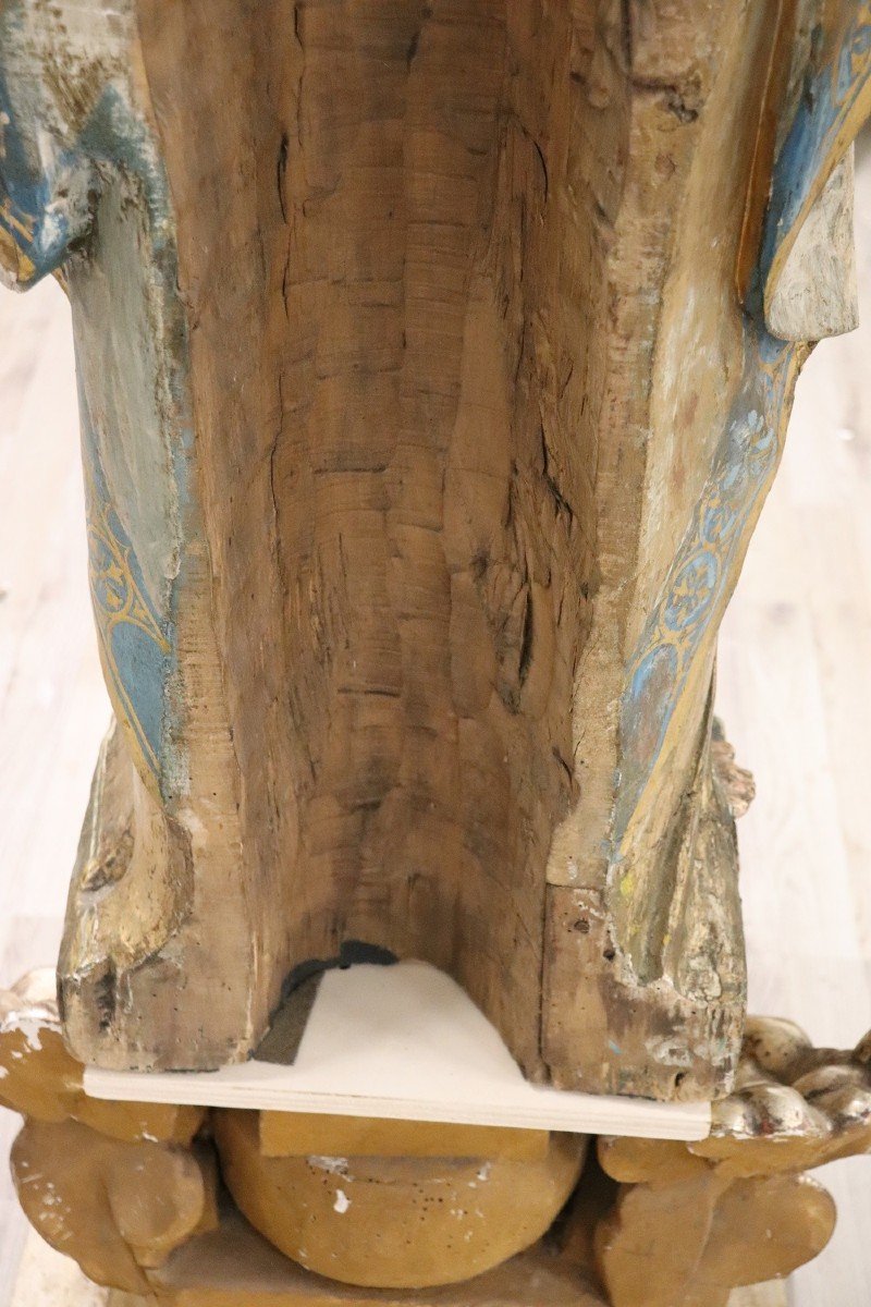 Scultura antica in legno intagliato, metà XIX secolo-photo-8
