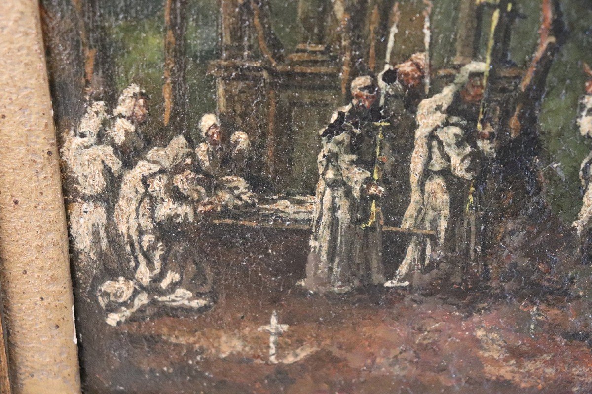 Dipinto antico, XVIII secolo, Olio su tela-photo-4