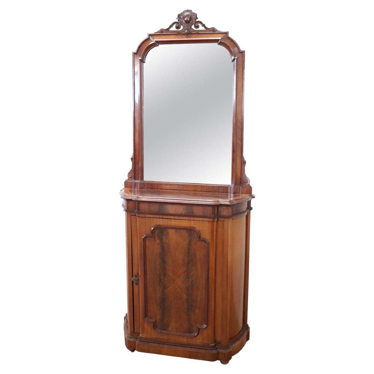 Mobiletto antico in noce con specchio, fine XIX secolo