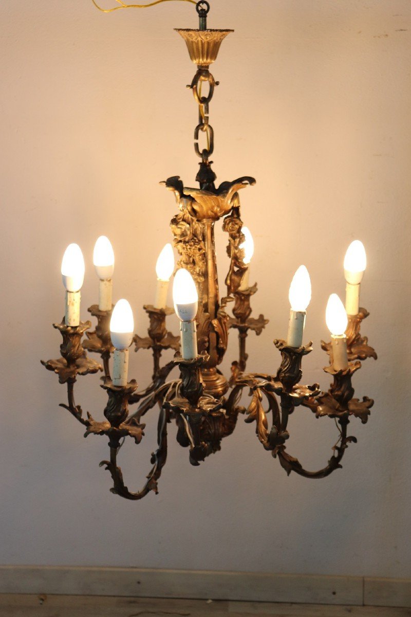 lampadario art nouveau in bronzo-photo-2