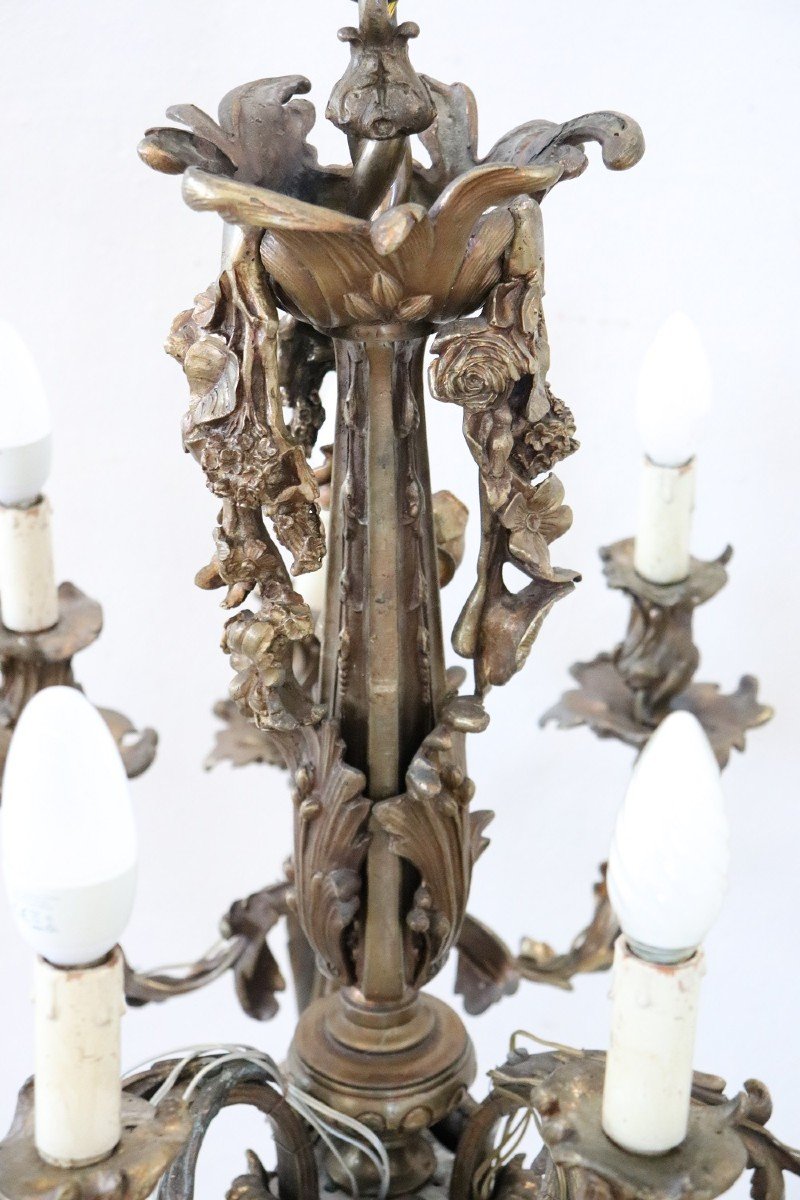 lampadario art nouveau in bronzo-photo-4