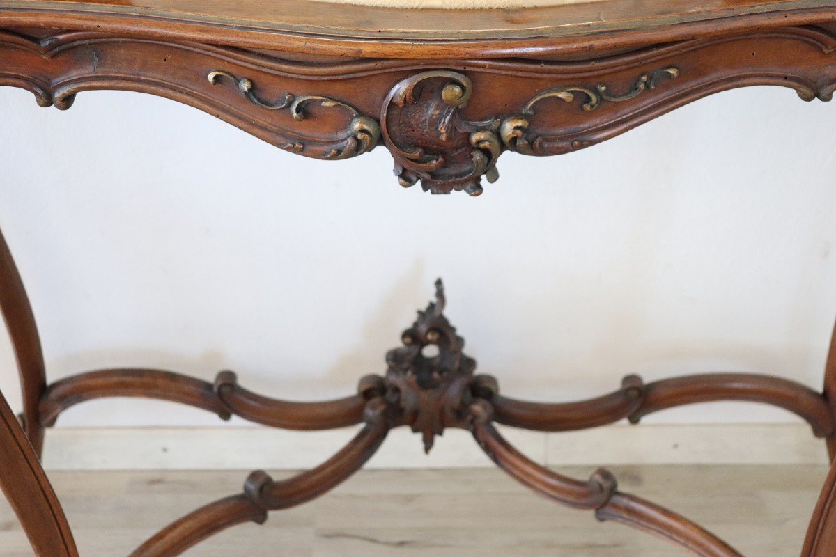 Table Console Ancienne En Noyer Avec Miroir-photo-5